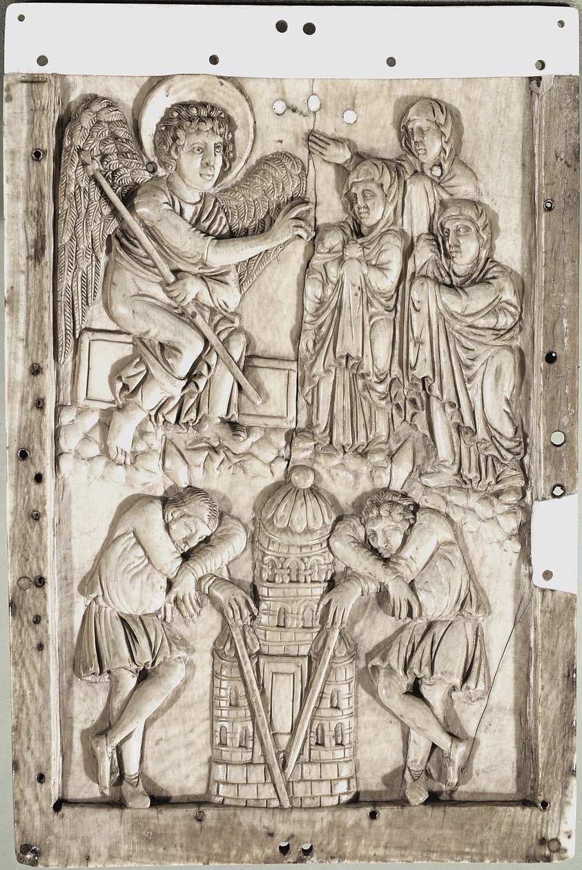 Carolingian art: holy women at the sepulcher (Ivory relief) by School Carolingian