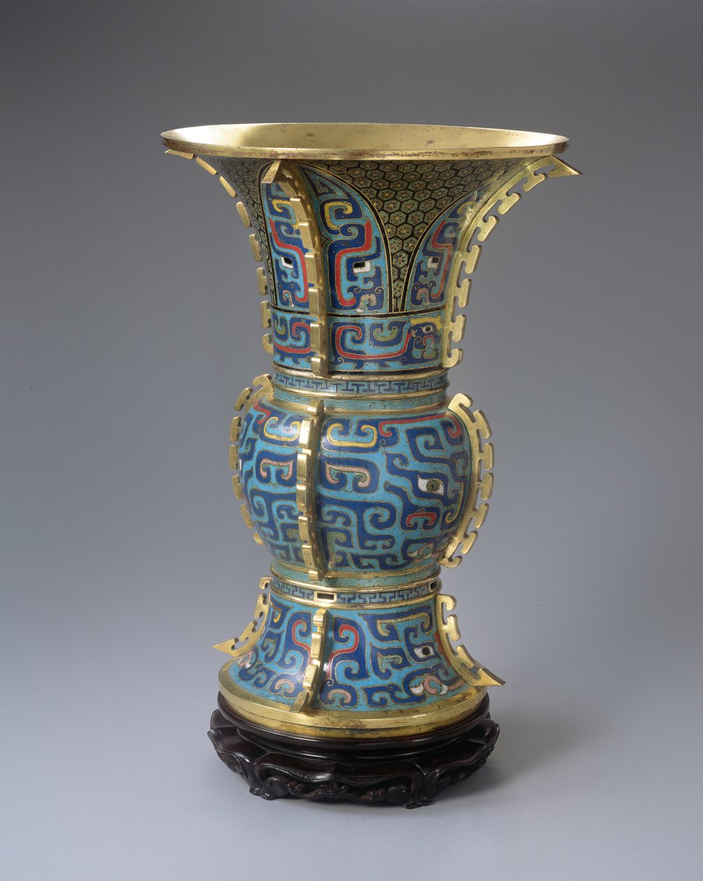 A Zun Shaped Vase and Stand by School Chinese