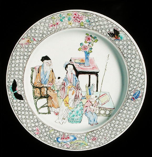 A famille rose eggshell dish, c.1730 by School Chinese