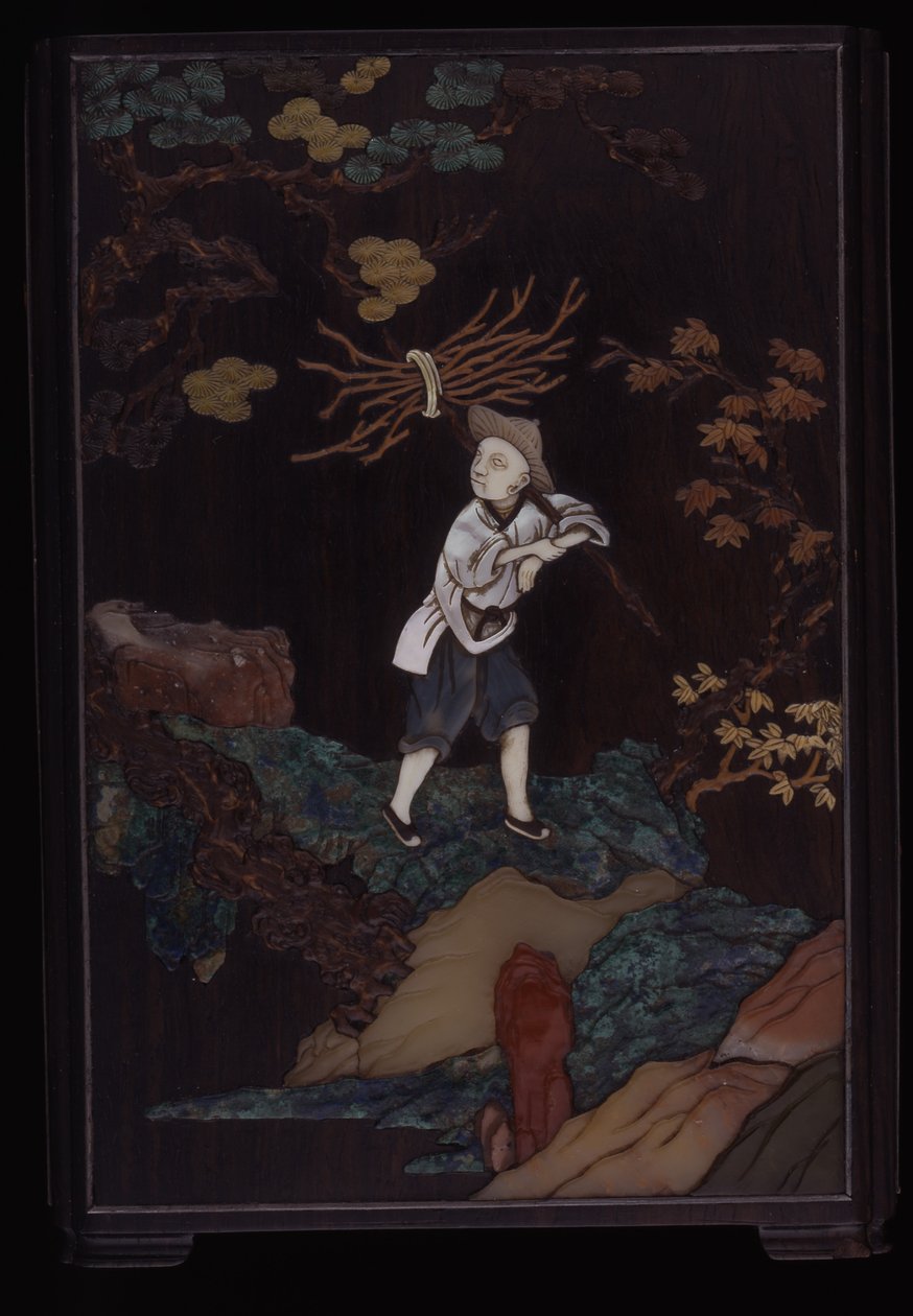 Brushpot With Scenes Of Country Pursuits by School Chinese