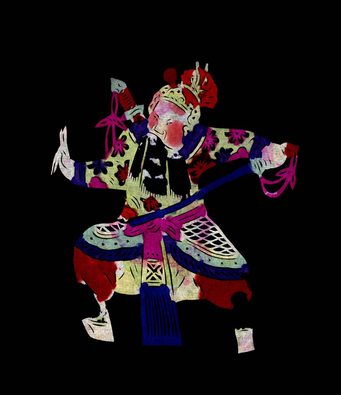 Character from the Beijing Opera. Painted Paper Cutting or 