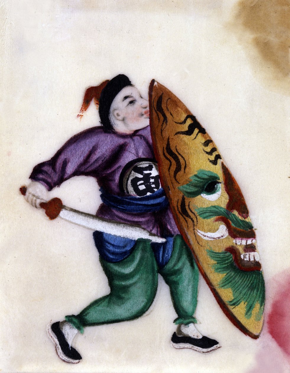 Chinese soldier with sword and shield by School Chinese