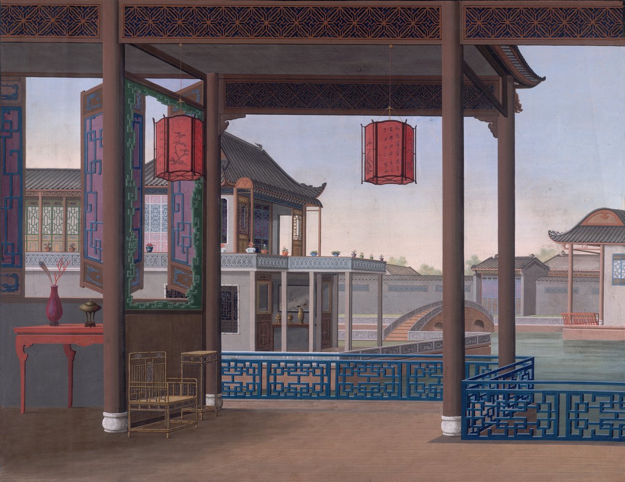 House of a Chinese Official, c.1800-05 by School Chinese