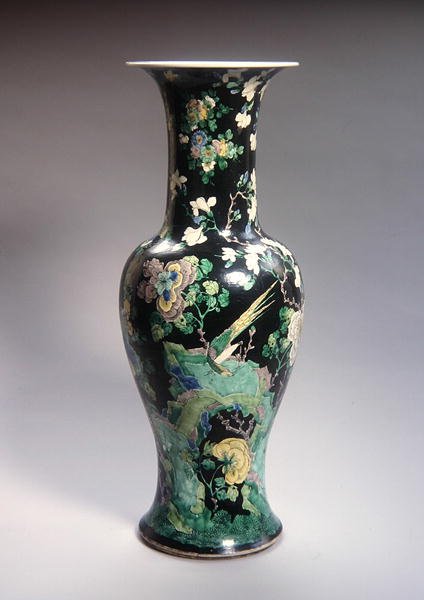 Large Famille Noire Yen Yen Vase, Kangxi Period (1662-1722) by School Chinese