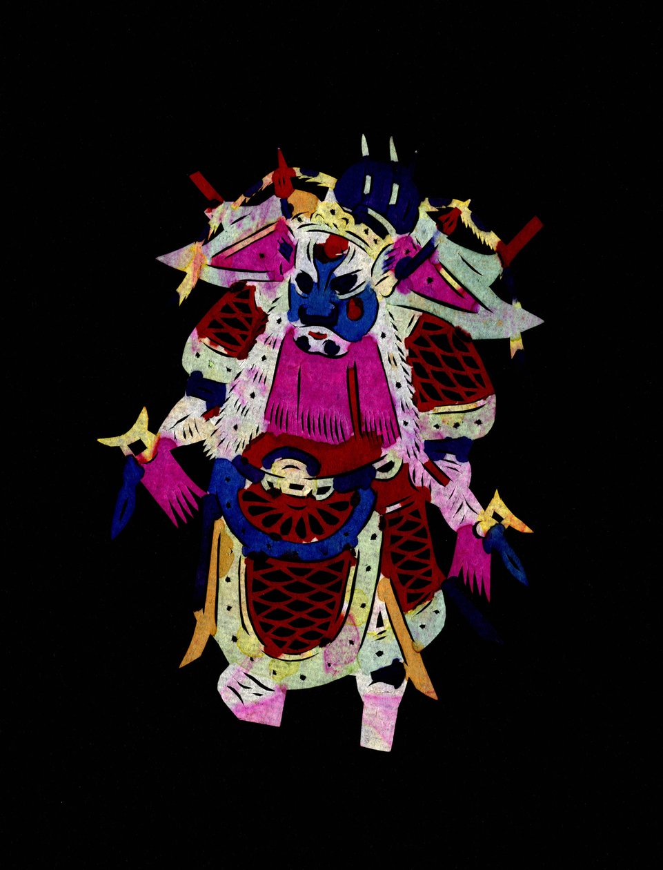 Male Character of the Beijing Opera. Painted Paper Cutting or "Jian Zhi", Chinese Folk Art, Beijing by School Chinese