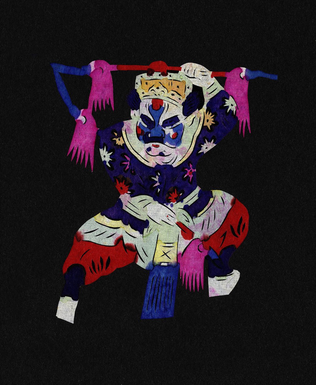 Male character of the Pekin Opera. Painted paper cutting or "Jian Zhi", Chinese folk art, Pekin by School Chinese