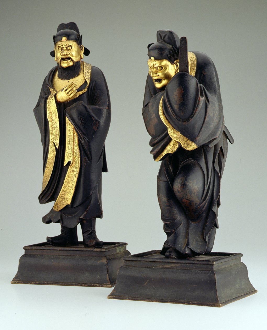 Pair of Taoist officials, Yuan or early Ming dynasty by School Chinese