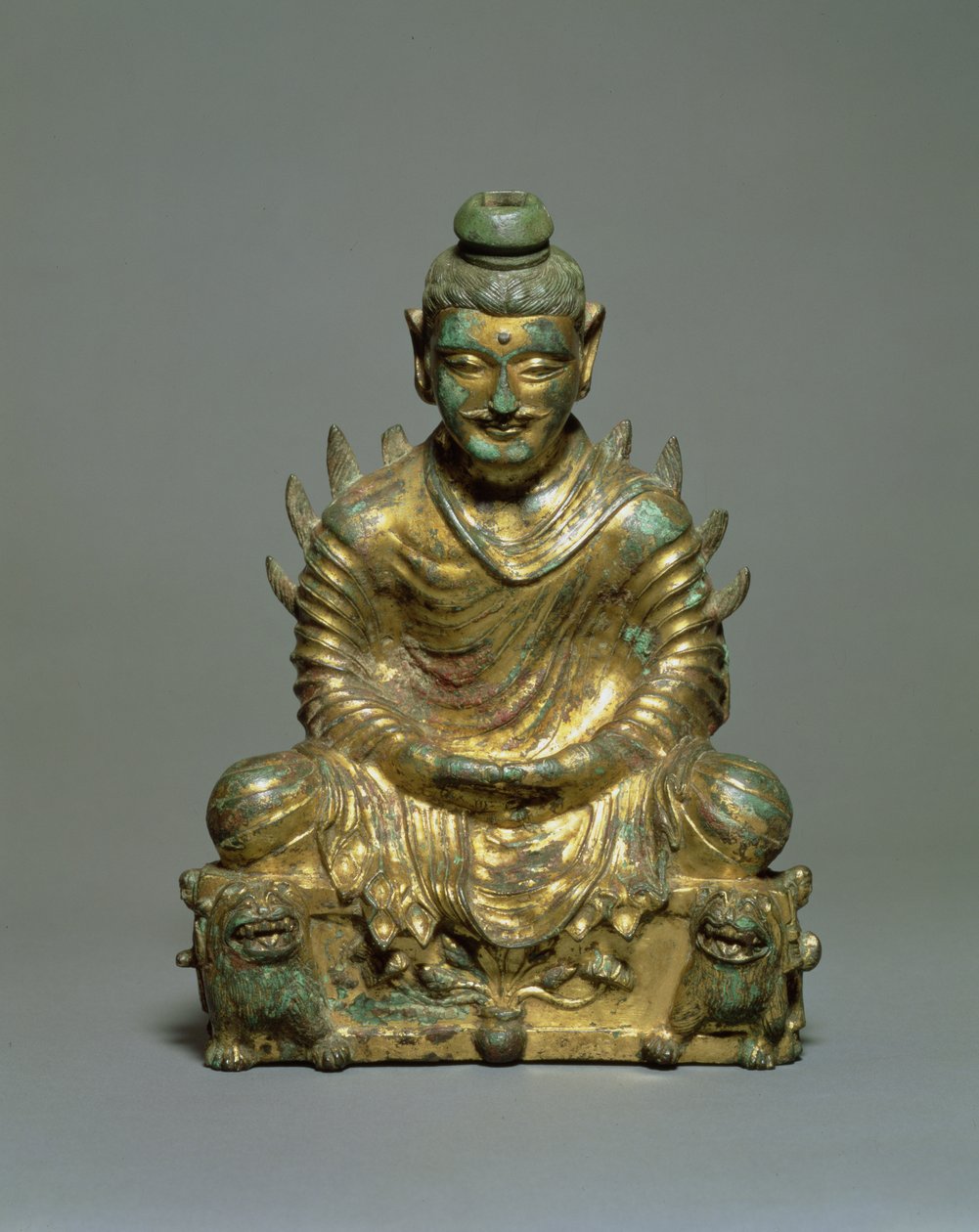 Seated Buddha with flaming shoulders, Chinese Six Dynasties Period, Northern Wei dynasty, 3rd-5th century by School Chinese
