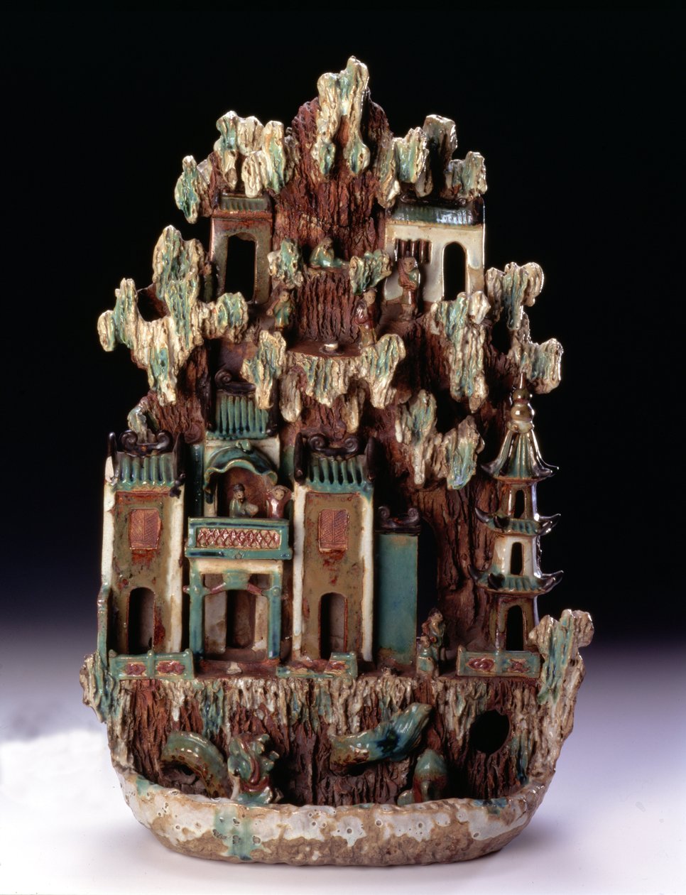 Taoist mountain Paradise on Penglai made at the Shiwan kilns, Guangdong Province, Qing dynasty 1644-1912, late 19th century by School Chinese