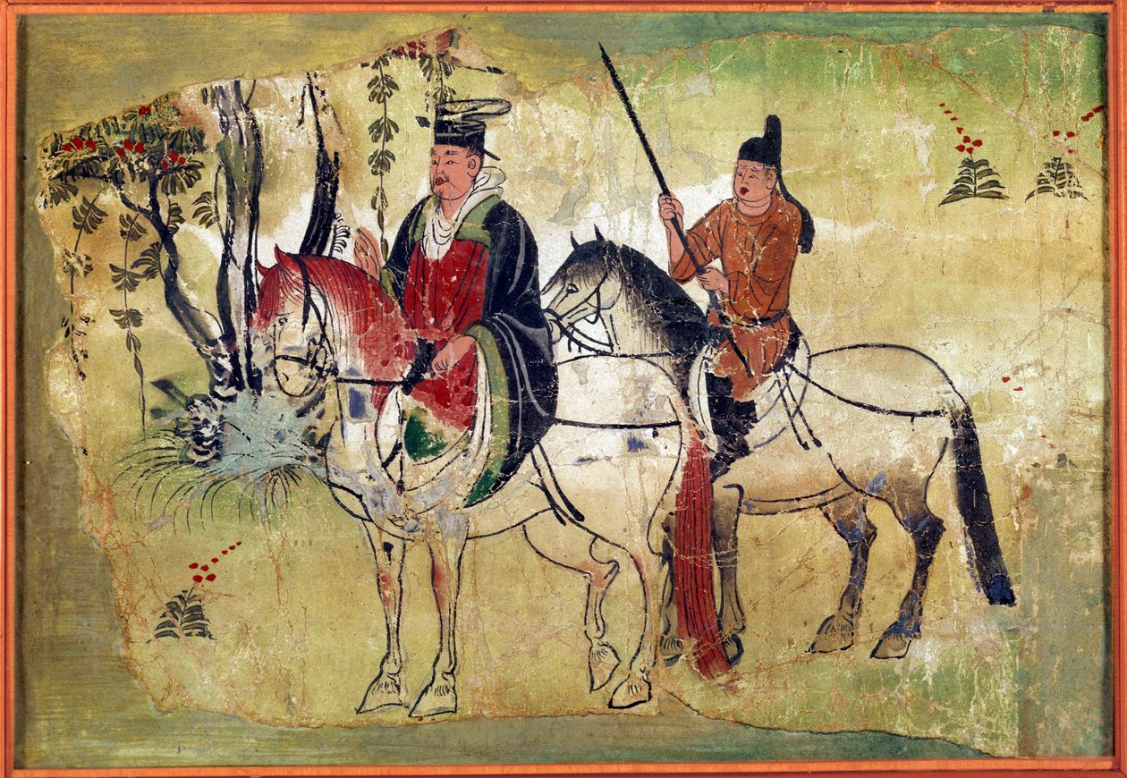 The Celestial Horses of Ferghana Tibetan Manuscript by Touen Houang by School Chinese