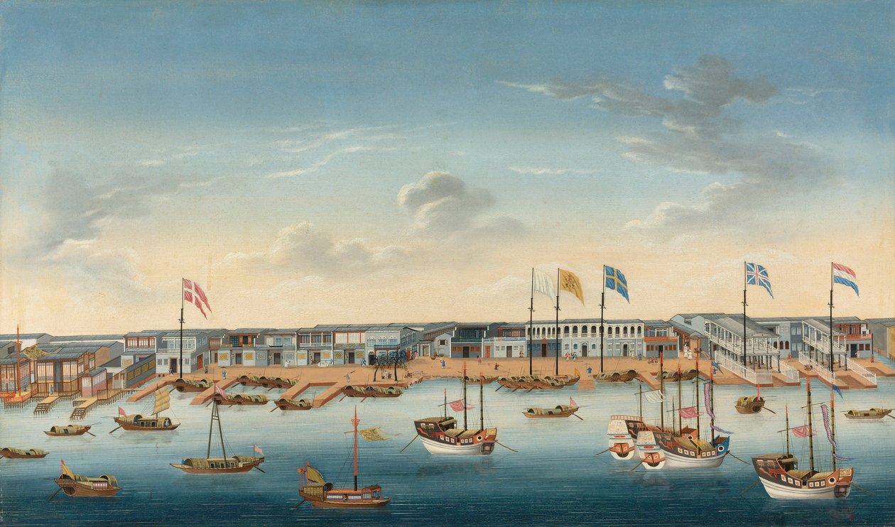 The Hongs at Canton, c.1780 by School Chinese
