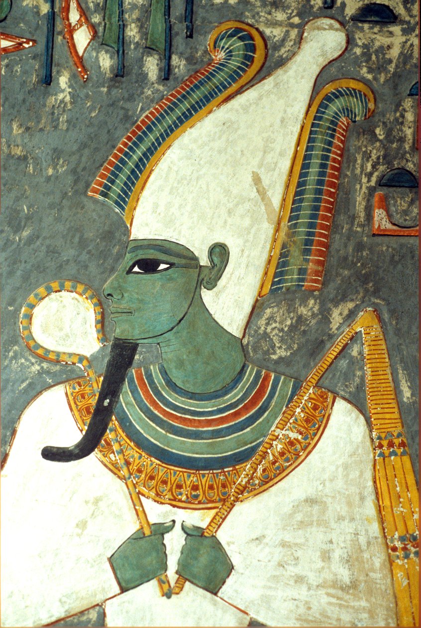 Ancient Egypt, Painting, Osiris, Tomb of Horemheb, Thebes, God of Afterlife, the Underworld and the Dead by School Egyptian