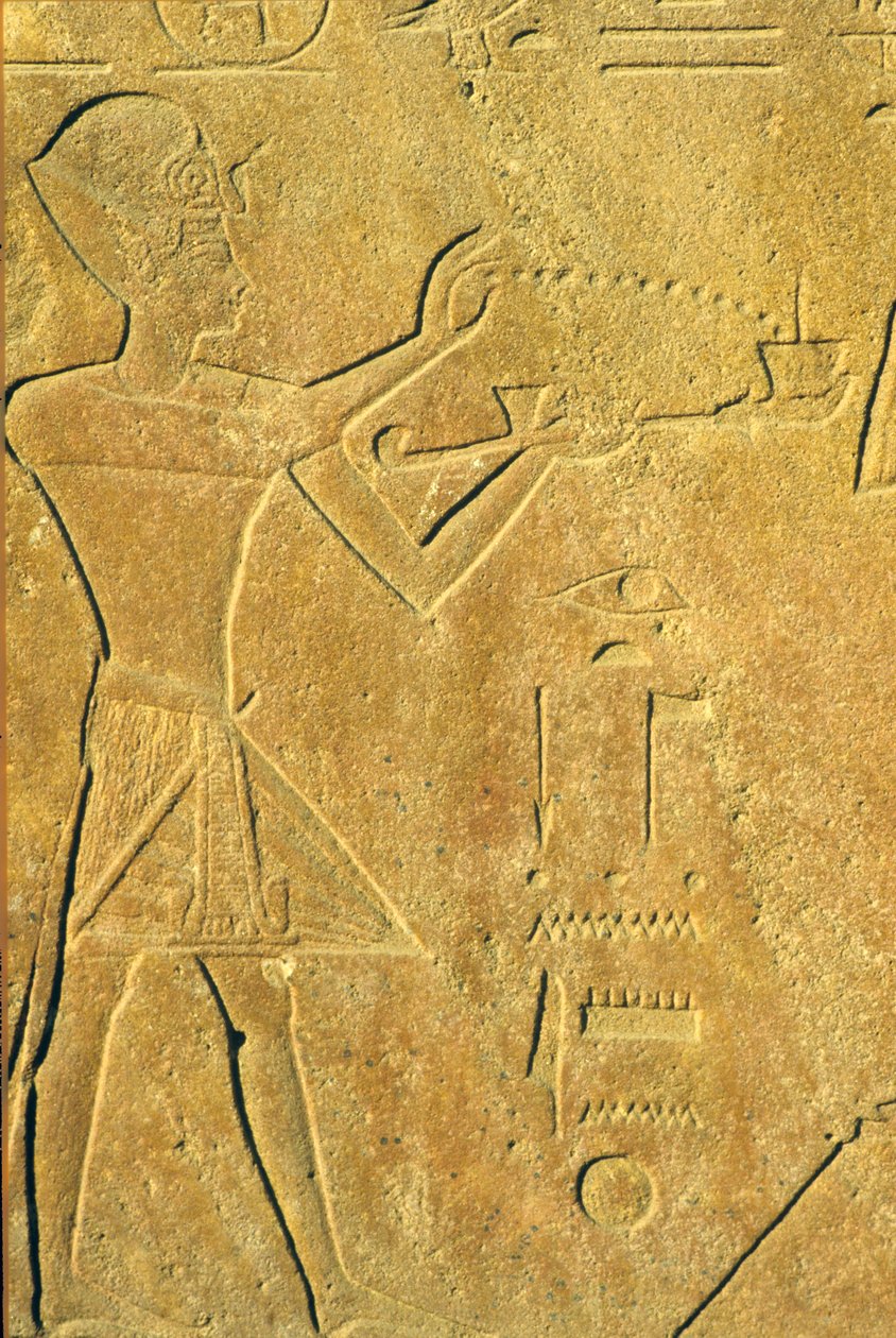 Ancient Egypt, Wall Carving, Karnak/Luxor, Hatshepsut Offers Incense by School Egyptian