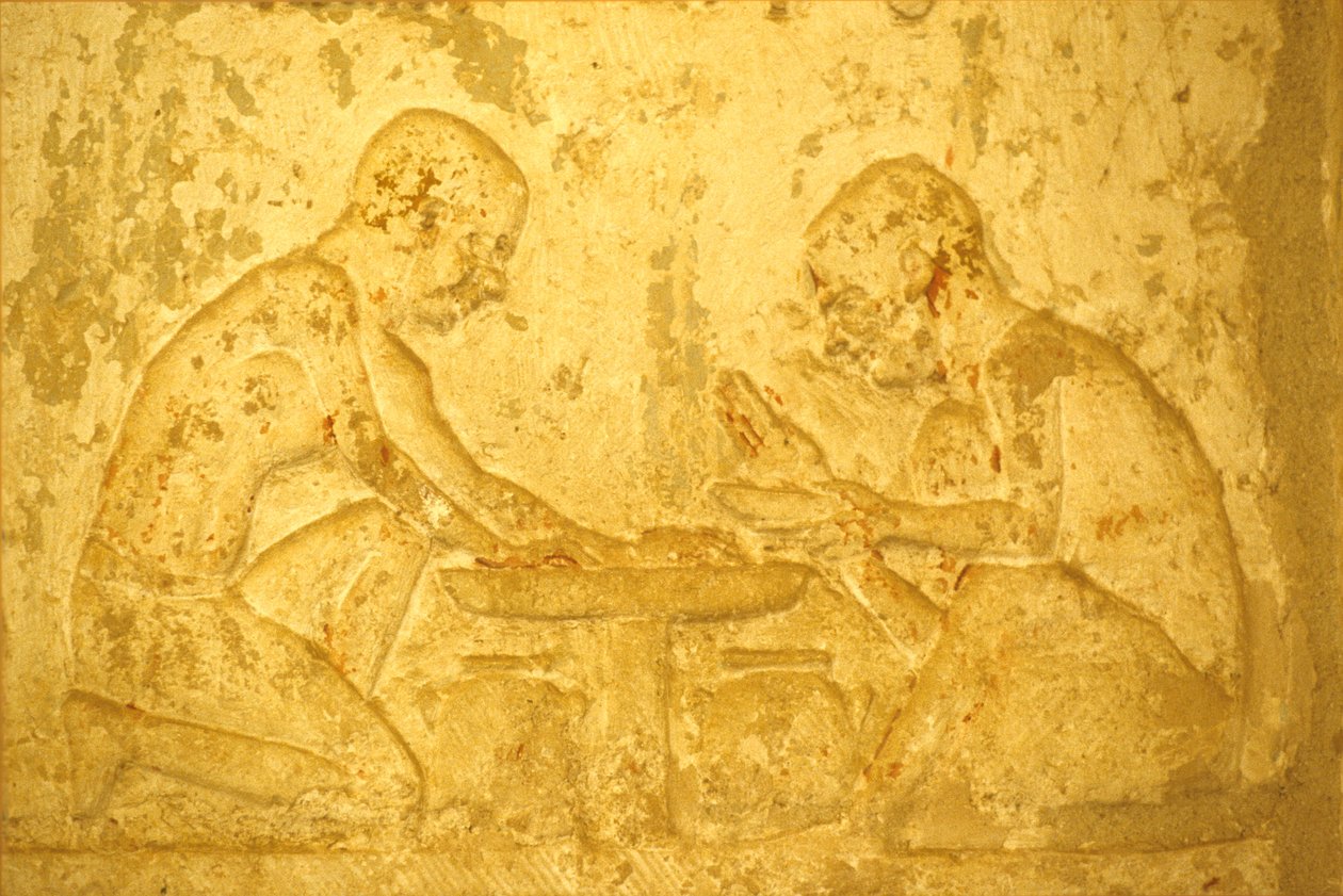 Ancient Egypt, Wall Carving/Painting, Tomb of Petosiris, Tuna el Gebel, 300 BC, Men Making Unguent Medicines by School Egyptian
