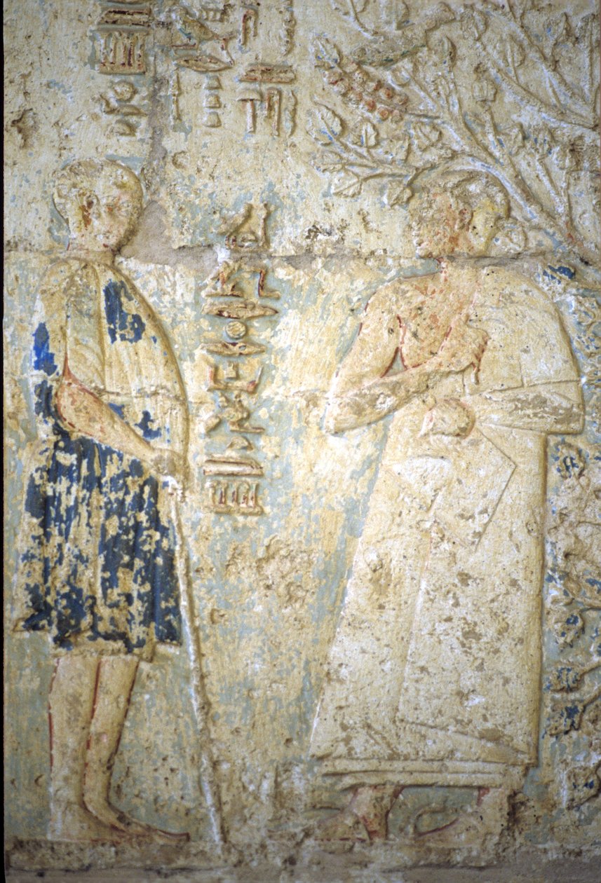 Wall Carving, Tomb of Petosiris, Tuna el Gebel, 300 BC, Petosiris and His Wife by School Egyptian
