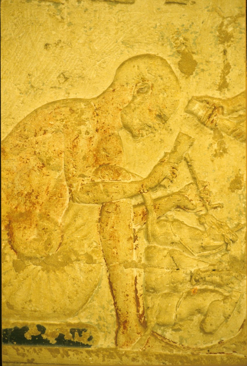 Ancient Egypt, Wall Carving/Painting, Tomb of Petosiris, Tuna el Gebel, 300 BC, Sculptor by School Egyptian