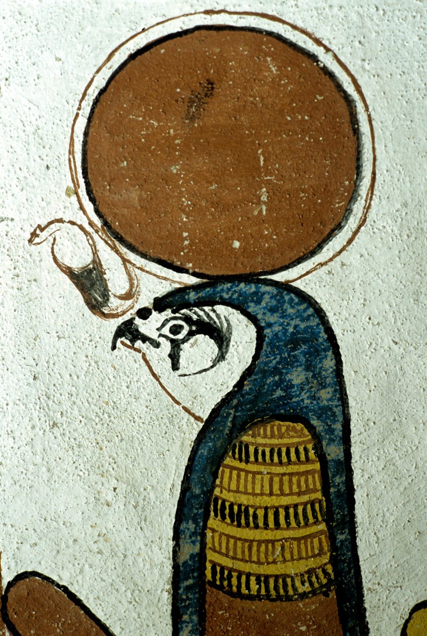 Ancient Egypt, Wall Painting, Horus, Sun God, Sun Symbol, Tomb of Sennedjem, Thebes, Deir el Medina by School Egyptian