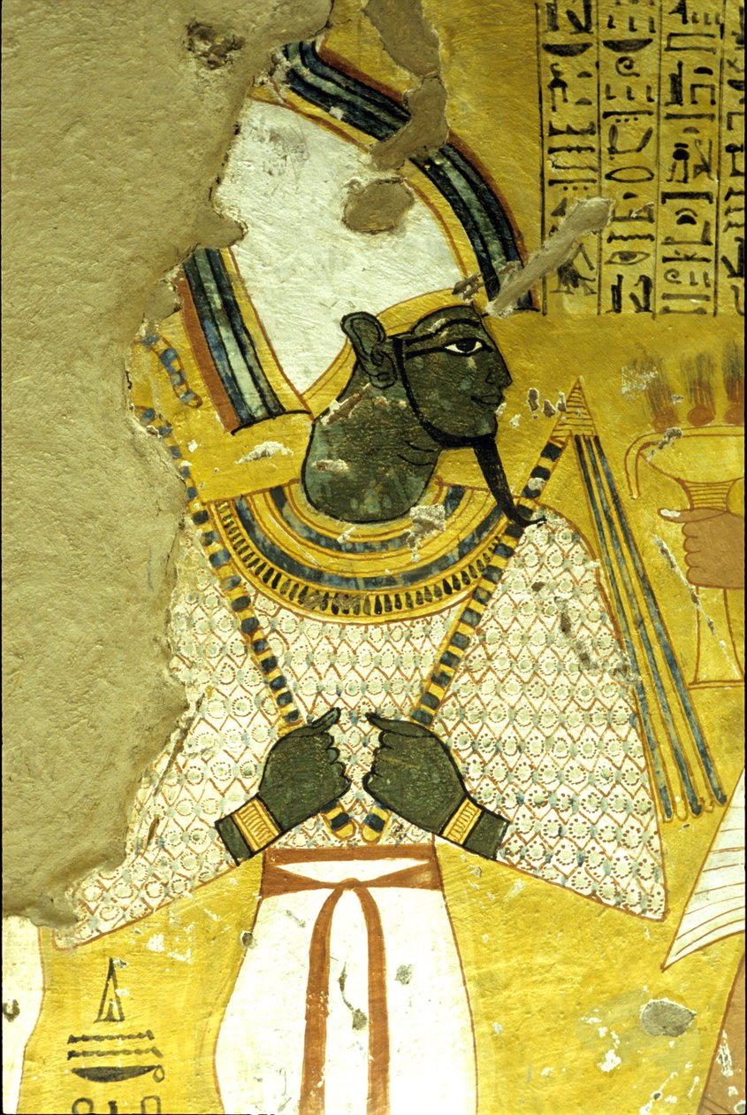 Wall painting Tomb of Inherkhau, Thebes, Tomb of the Nobles, 20th dynasty, Osiris, God of the afterlife by School Egyptian
