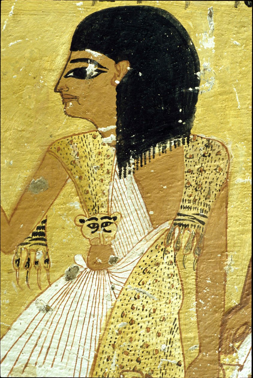 Ancient Egypt, Wall painting Tomb of Inherkhau, Thebes, Tomb of the Nobles, 20th dynasty, Inherkhau wearing leopard skin by School Egyptian