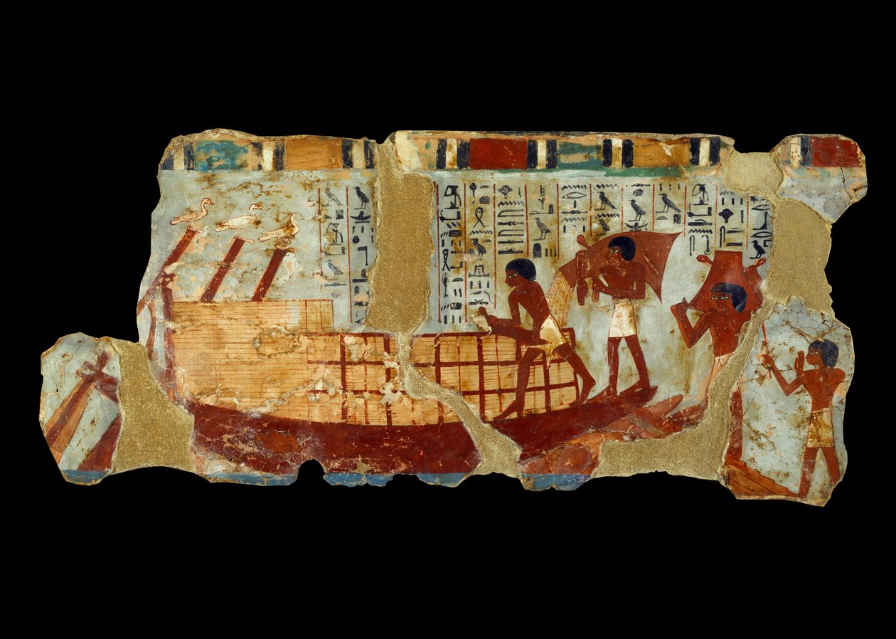 Ancient Egyptian Art: Loading Grains on a Boat by School Egyptian