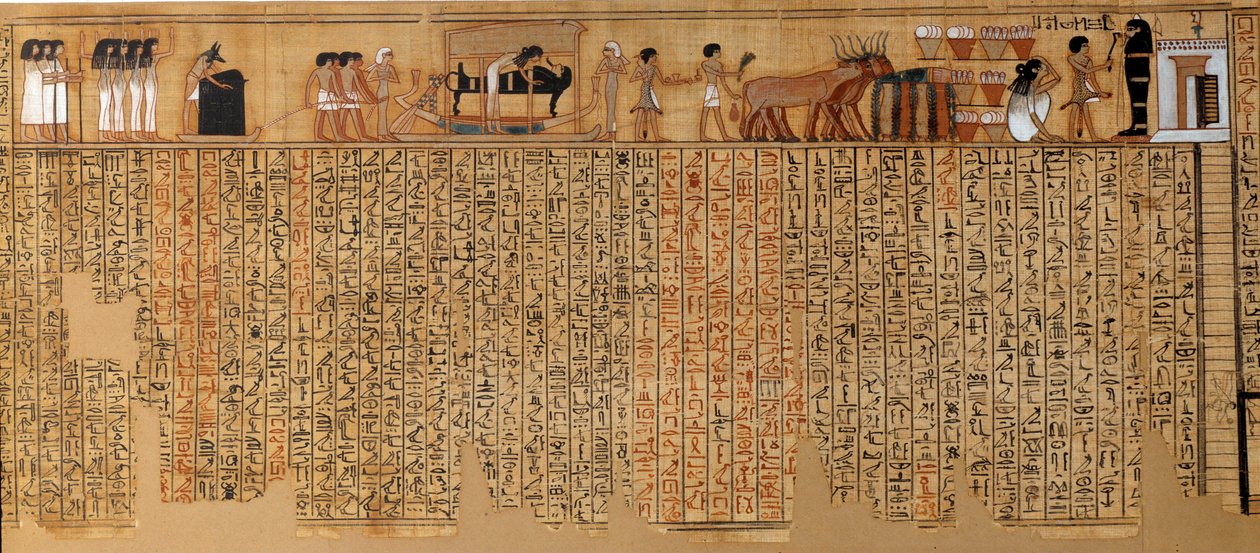 Egyptian Antiquity: Book of the Dead, Papyrus of Nebqed. Around 1400-1350 BC. 18th dynasty. From Thebes. Sun 6.3 m Paris, Musee du Louvre by School Egyptian