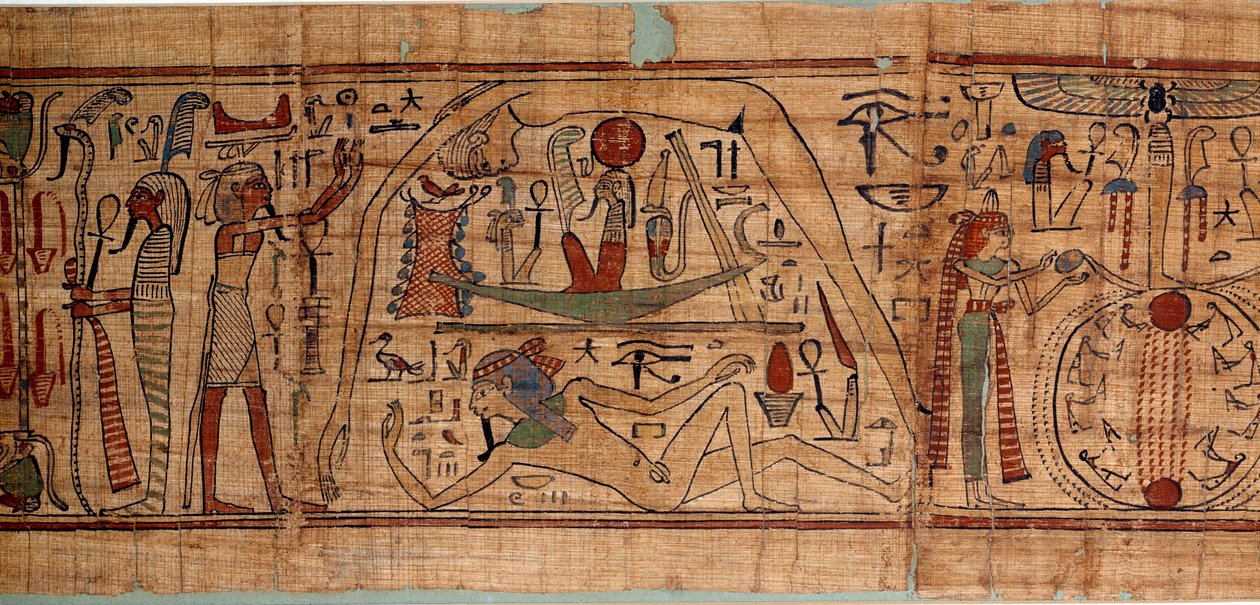 Egyptian Antiquity Allegory of the Cosmos: Mythological Papyrus of Neskapashouty by School Egyptian