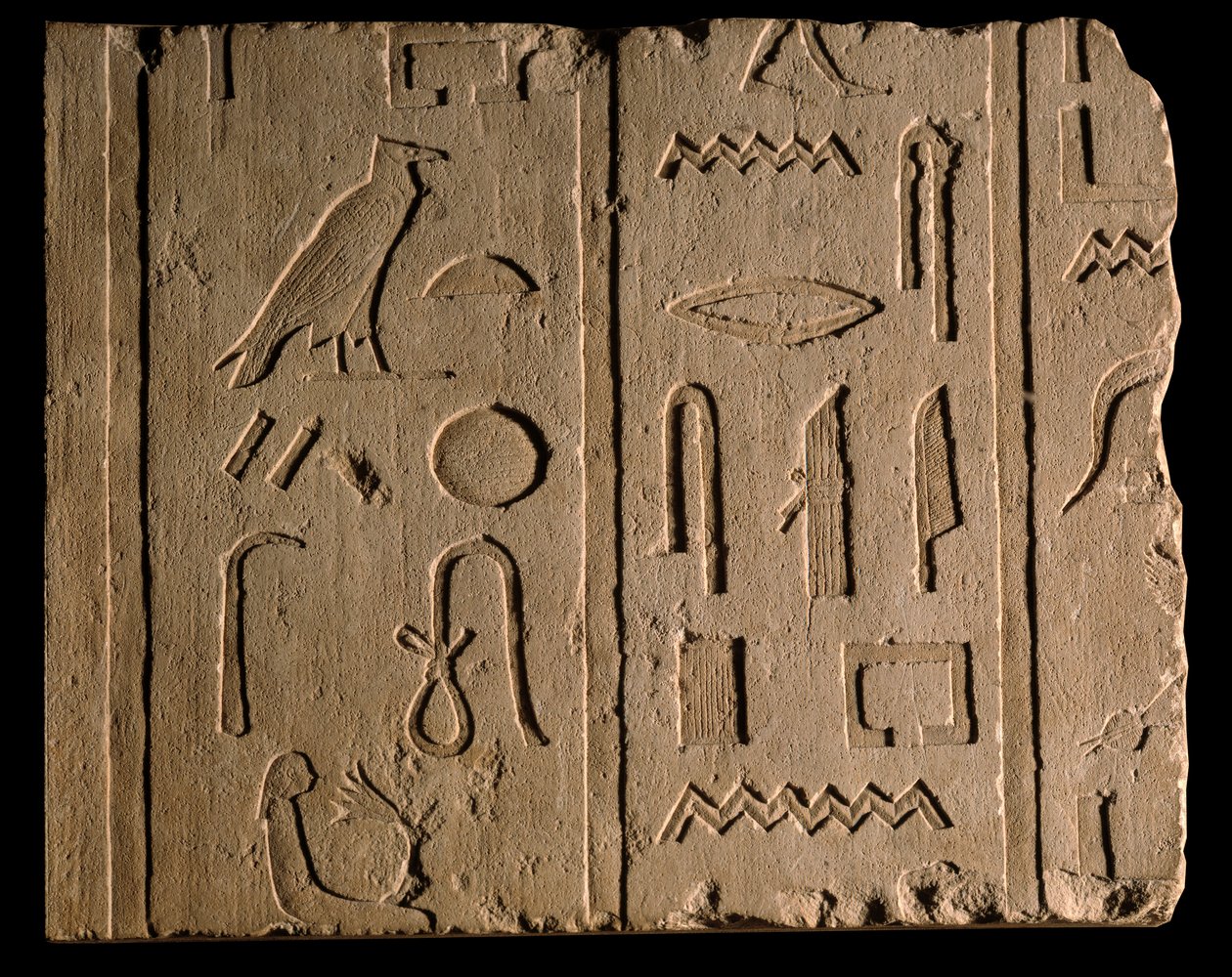 Egyptian antiquity: funeral inscription mentioning a lady named Takhout. 8th century BC. Paris, Louvre Museum by School Egyptian