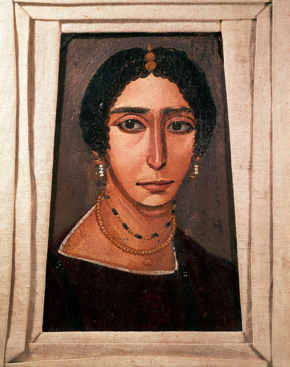 Egyptian antiquity: funeral portrait of a woman. Painting on wood. 2nd or 3rd century. From Fayum in Egypt by School Egyptian