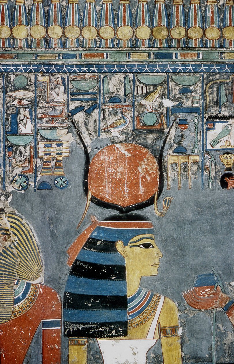Luxor, Thebes: Valley of the Kings, tomb of Horemheb, Egyptian pharaoh with the goddess Isis by School Egyptian