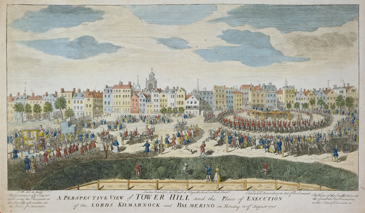 A Perspective View of Tower Hill and the Place of Execution of the Lords Kilmarnock and Balmerino by School English