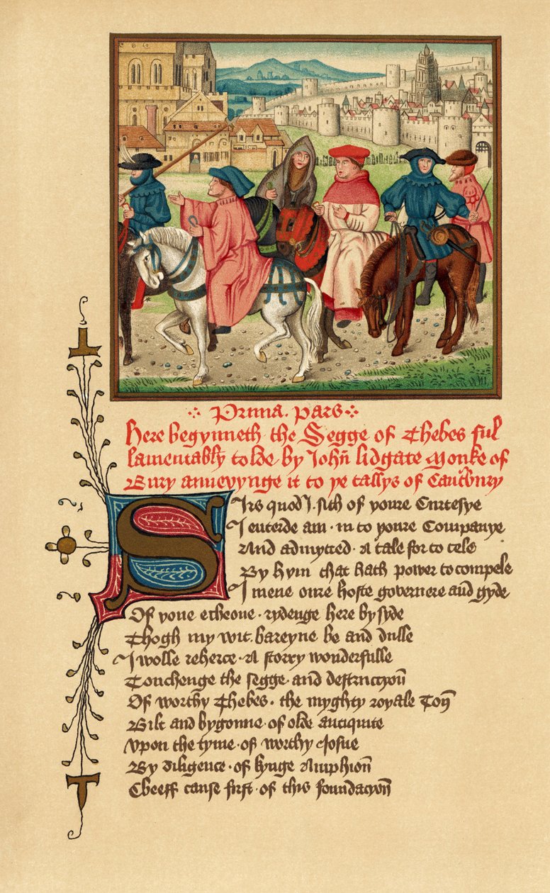 Canterbury Pilgrims, Illustration from Canterbury Tales by Geoffrey Chaucer, from 