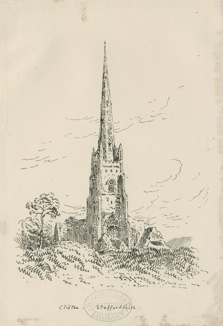 Clifton Campville Church: lithograph, nd [?c 1870] by School English