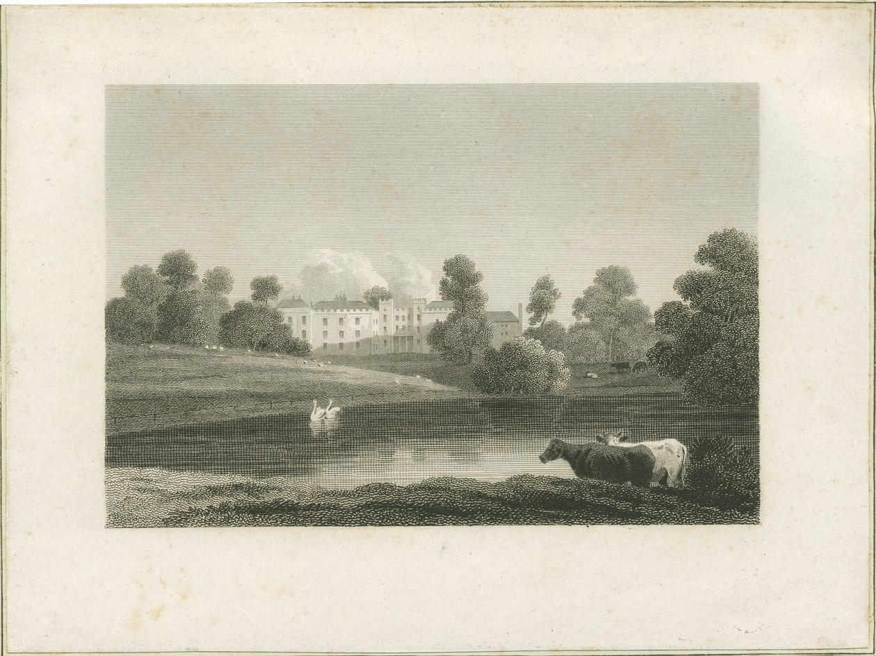 Enville Hall: engraving by School English