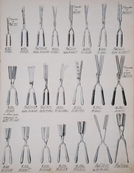 Hair curling tongs, from a trade catalogue of domestic goods and fittings, c.1890-1910 by School English