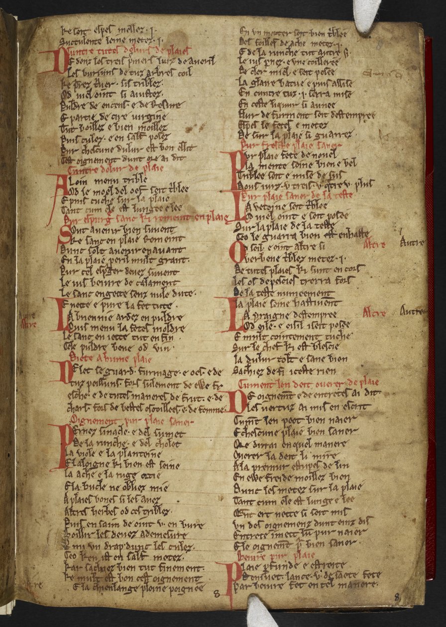 Novele cirurgerie, excerpt. A collection of medical recipes in Anglo-Norman verse by School English