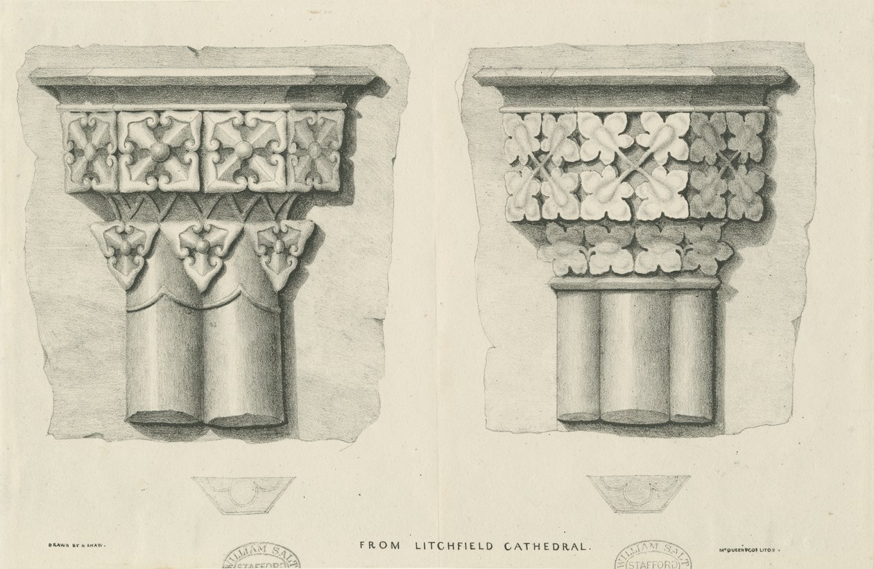 Interior of Lichfield Cathedral - Carved Foliage by School English