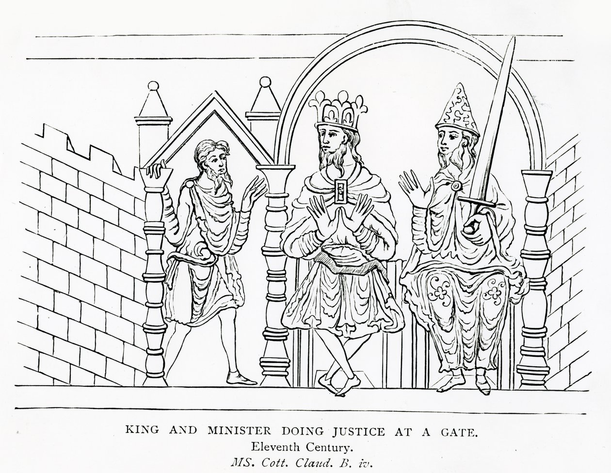 King and Minister Doing Justice at a Gate by School English