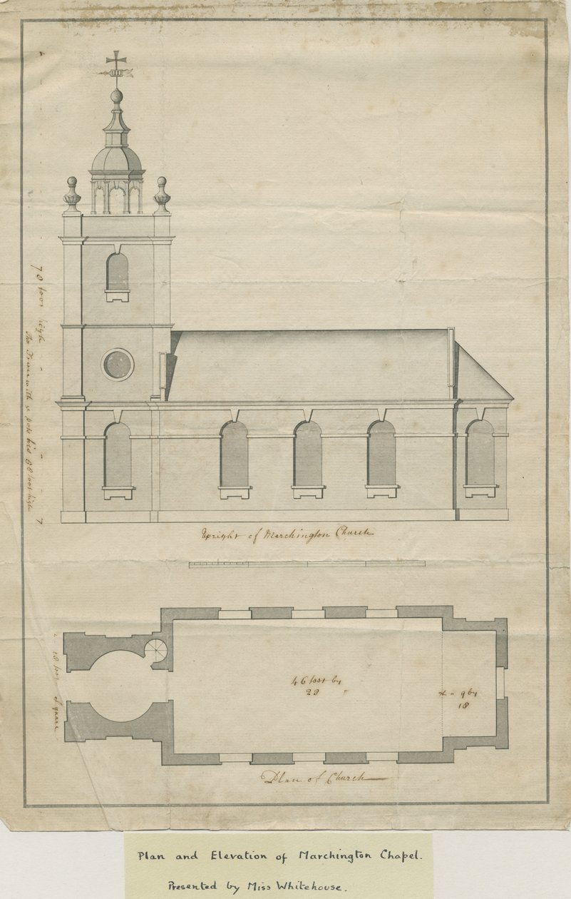 Marchington Church - Exterior Elevation and Interior Plan by School English