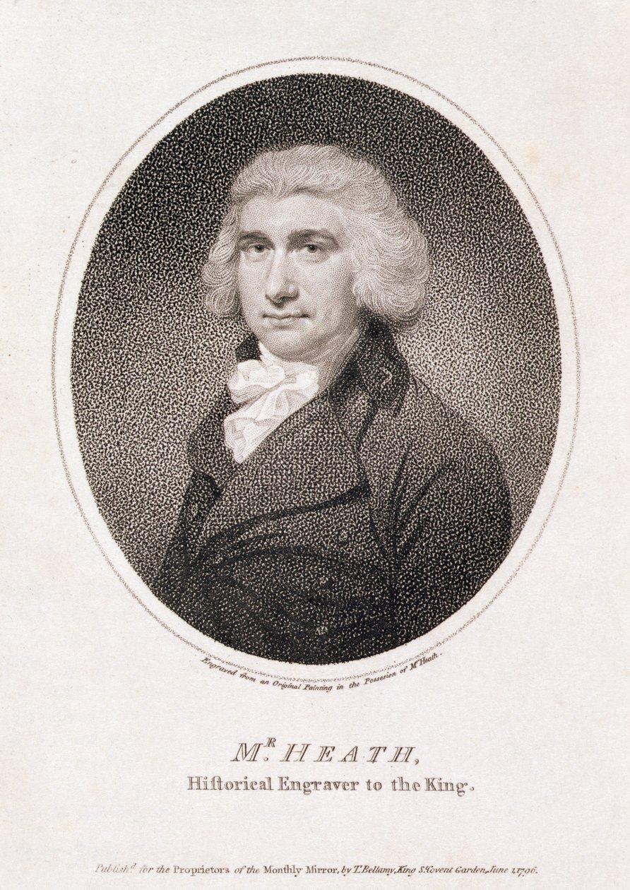 Mr. Heath, Historical Engraver to the King, Pub. for the Proprietors of Monthly Mirror, by T. Bellamy by School English