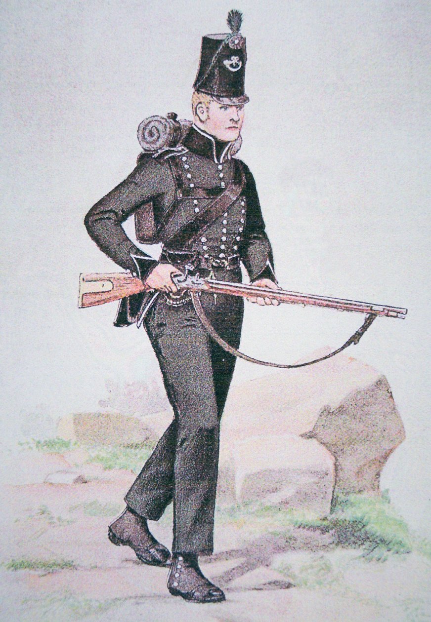 Private of the 95th Rifles, c.1810, Armed with the Baker Rifle by School English