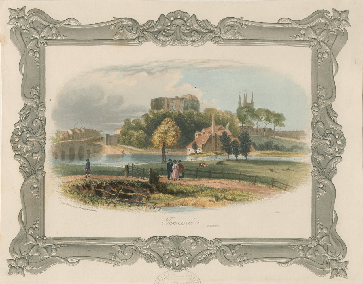 Tamworth Castle: steel engraving (tinted), nd [c 1841] by School English