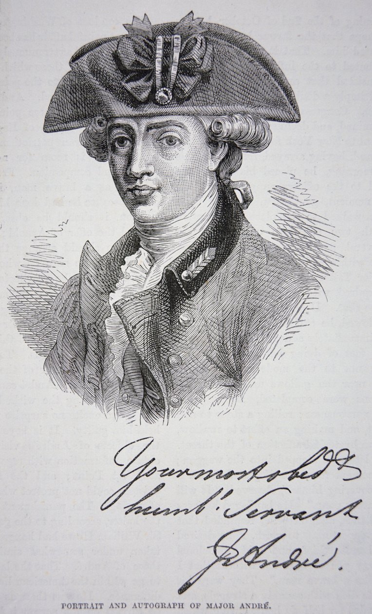The portrait and autograph of Major John Andre by School English