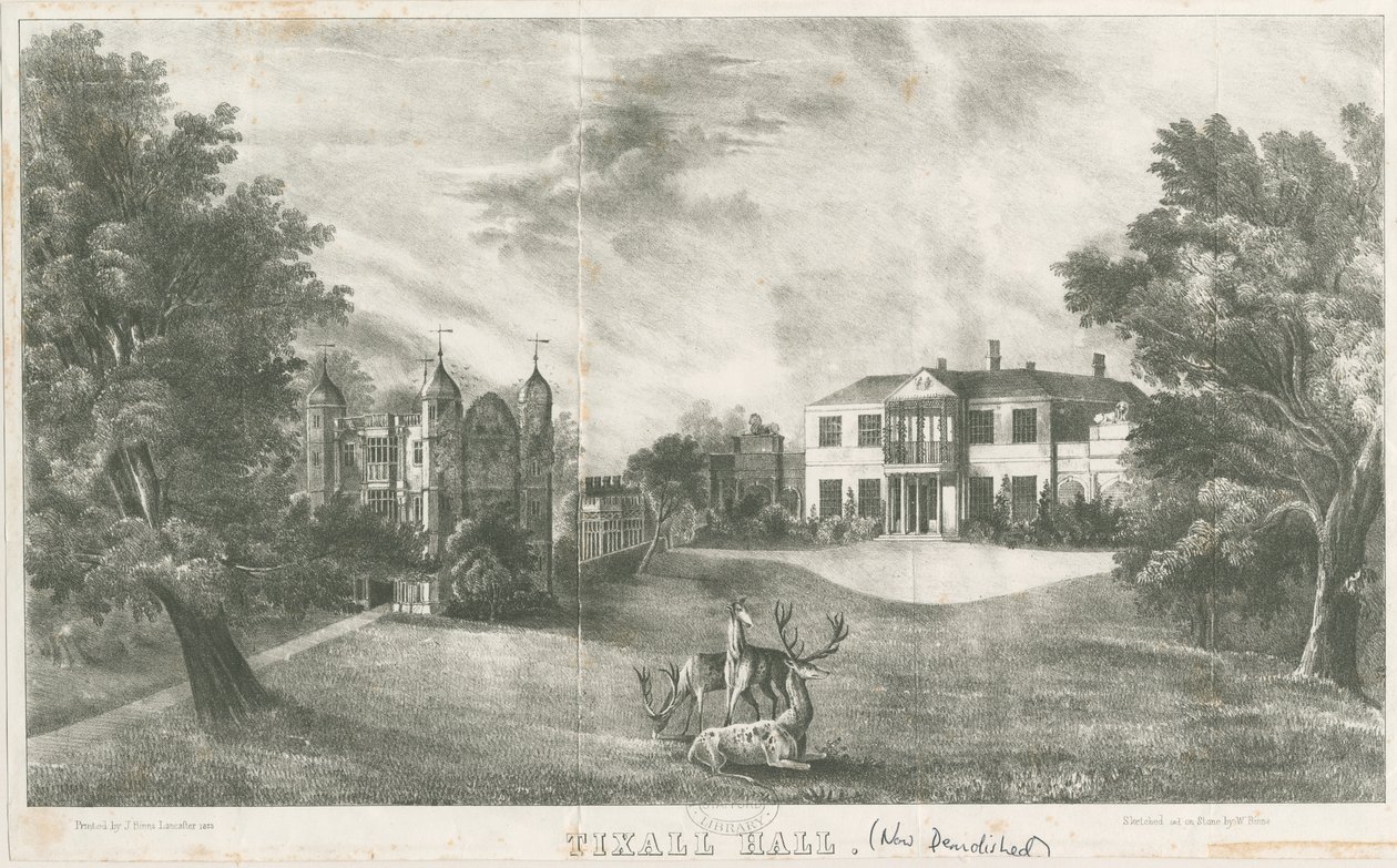 Tixall Hall and Gatehouse by School English
