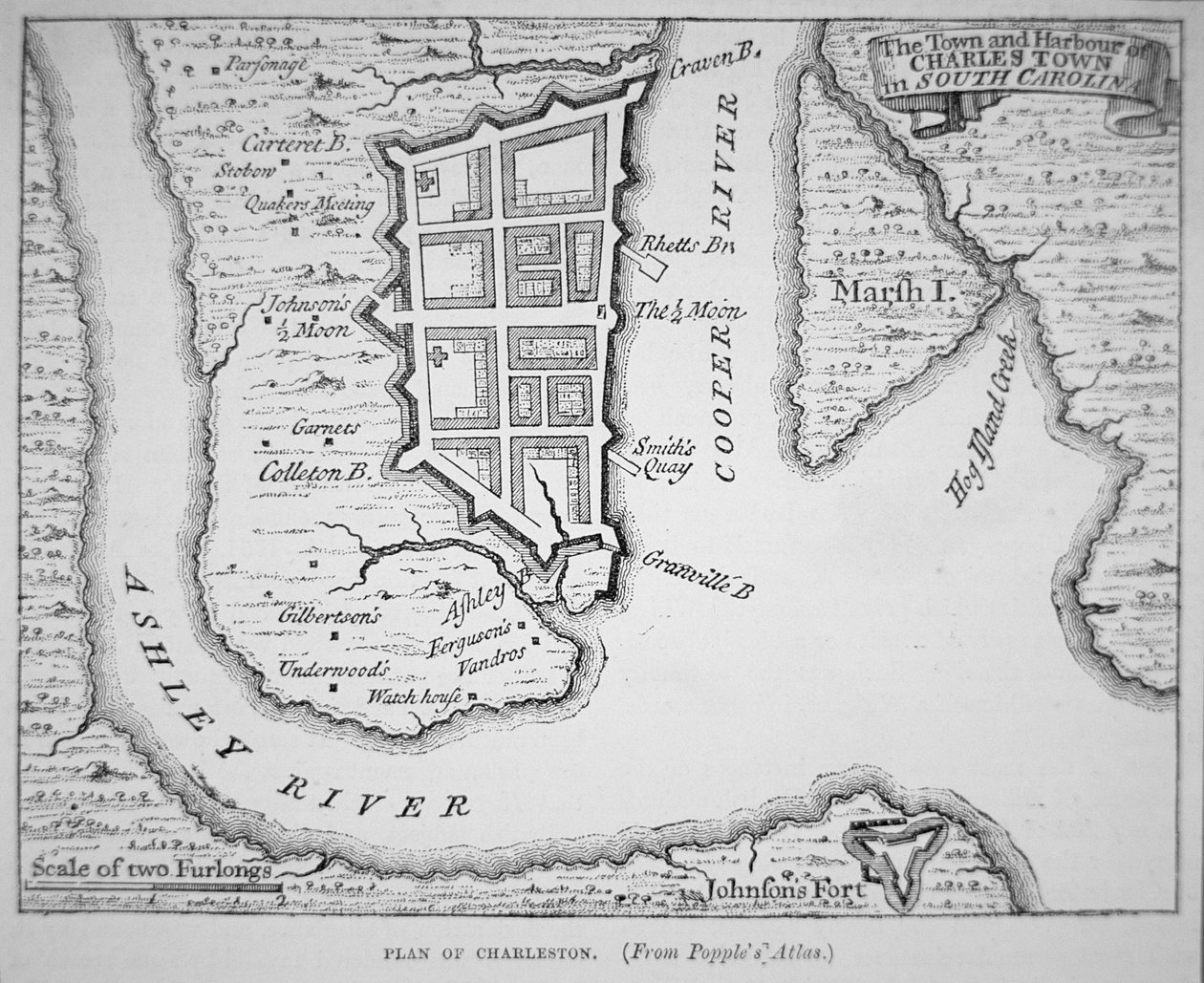 Town and Harbour of Charles Town (Charleston), South Carolina by School English