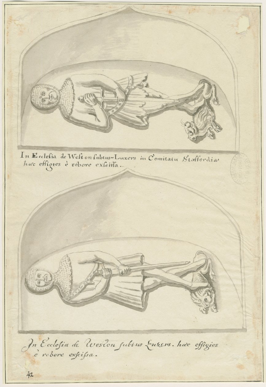 Weston-under-Lizard Church - Effigies of Sir Hugh de Weston and Sir Hamo de Weston by School English