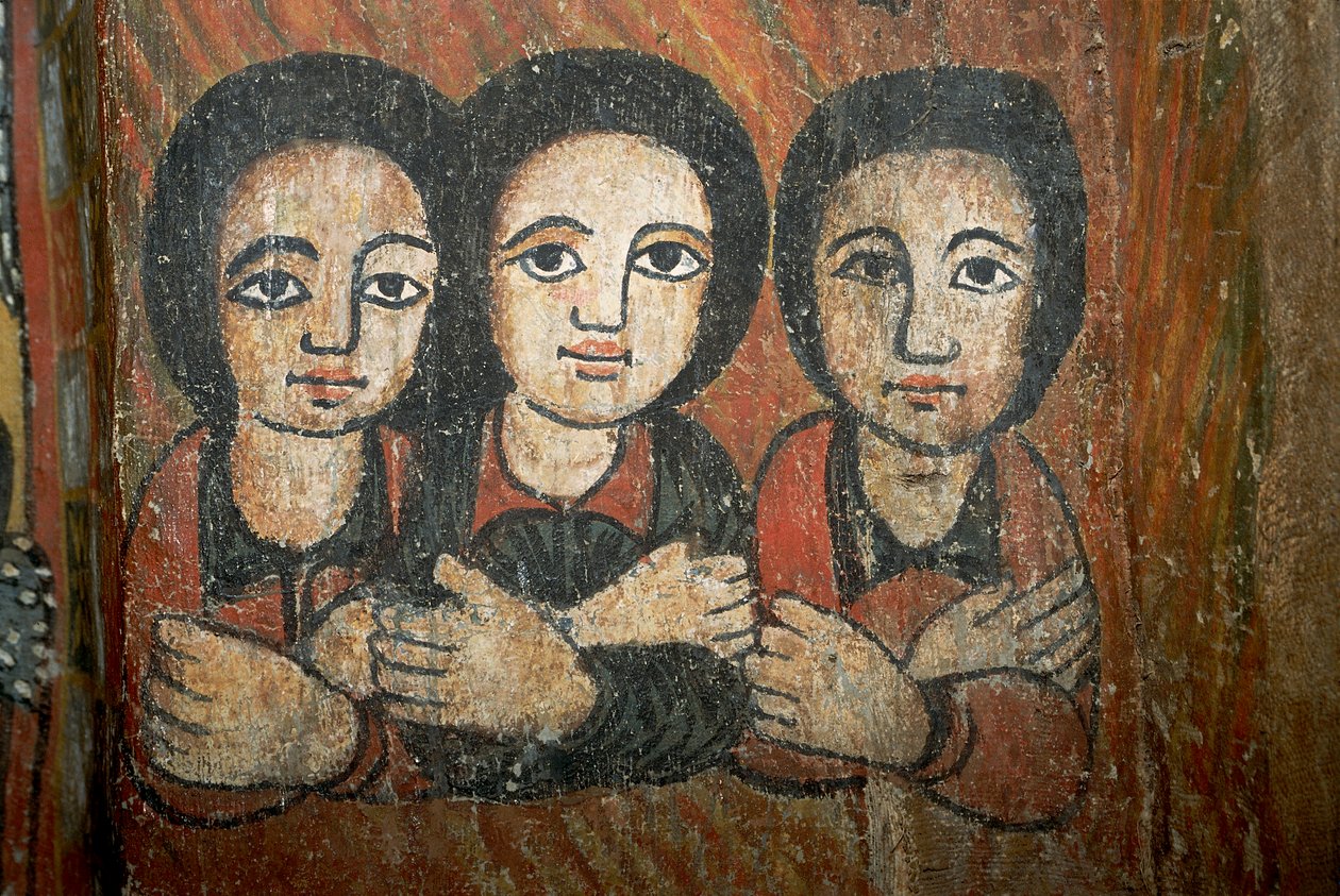 Detail of wall painting by School Ethiopian