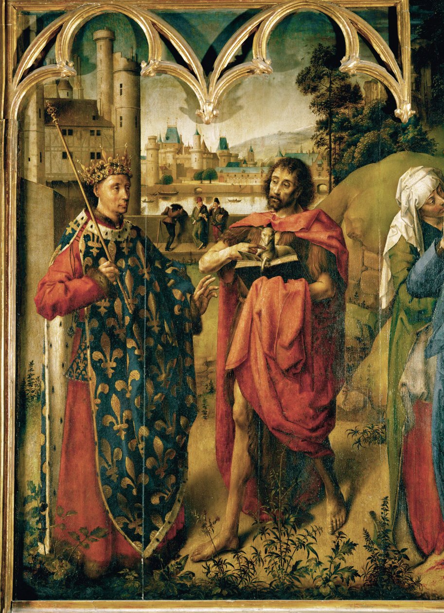 Louis IX, The Saint with St. John Baptist by School Flemish