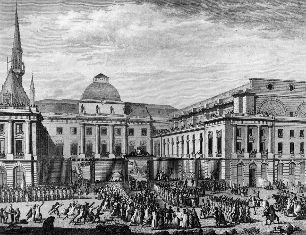 French Revolution: Paris City Hall, parliament in November 1790 on the island of the city presided by Jean Baptiste Gaspard Bochart de Saron. Paris, Library of the Institute of History of Revolution by School French