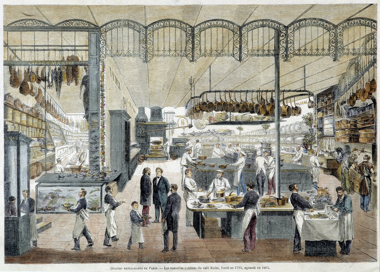 Great restaurants in Paris: the new cuisines of the Café Riche, founded in 1785, enlarged in 1865 by School French