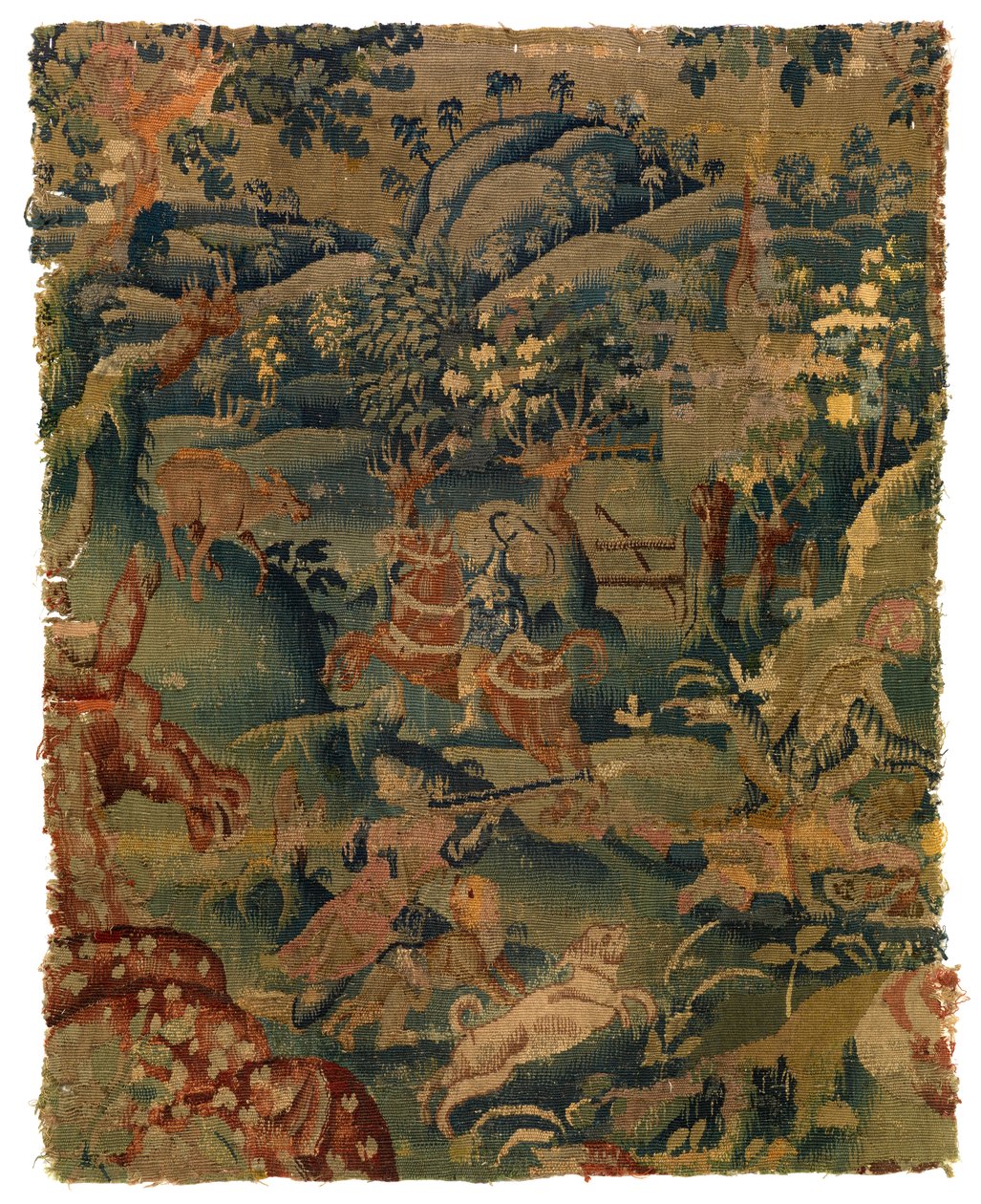Tapestry depicting animals in forest or countryside by School French